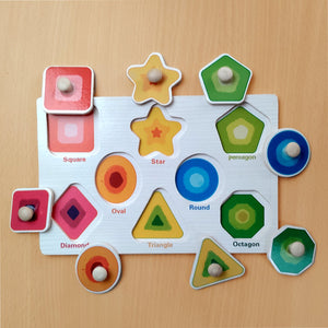 Wudly Shapes Puzzle Board - Fun Learning Toy | The Mom Store - Wooden Puzzles