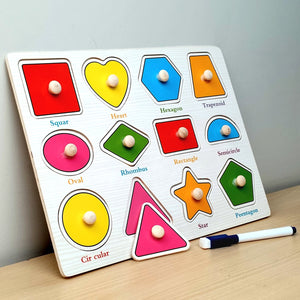 Wudly Shapes Puzzle Board with Whiteboard - Learning Toy | The Mom Store - Wooden Puzzles