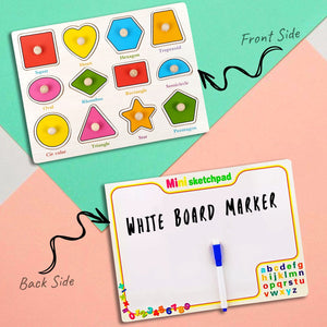 Wudly Shapes Puzzle Board with Whiteboard - Learning Toy | The Mom Store - Wooden Puzzles