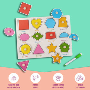 Wudly Shapes Puzzle Board with Whiteboard - Learning Toy | The Mom Store - Wooden Puzzles