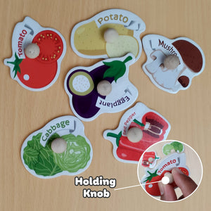Wudly Vegetable Puzzle Board - Fun Learning Toy | The Mom Store - Wooden Puzzles