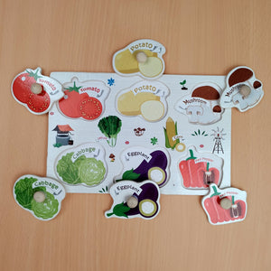 Wudly Vegetable Puzzle Board - Fun Learning Toy | The Mom Store - Wooden Puzzles
