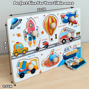 Wudly Vehicle Puzzle Board - Fun Learning Toy | The Mom Store - Wooden Puzzles