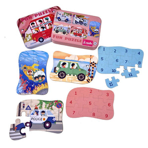 Wudly Vehicle Puzzle Set - Progressive Learning Toy | The Mom Store - Wooden Puzzles