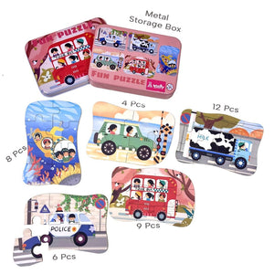 Wudly Vehicle Puzzle Set - Progressive Learning Toy | The Mom Store - Wooden Puzzles