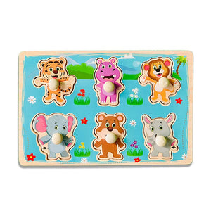 Wudly Wild Animals Puzzle Board - Learning Toy | The Mom Store - Wooden Puzzles