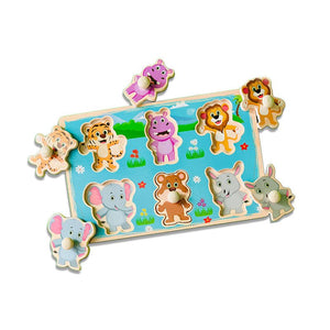 Wudly Wild Animals Puzzle Board - Learning Toy | The Mom Store - Wooden Puzzles