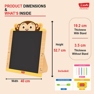 Wudly Wooden 2 in 1 Monkey Easel Board for Kids - Educational Toys