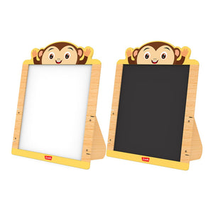 Wudly Wooden 2 in 1 Monkey Easel Board for Kids - Educational Toys