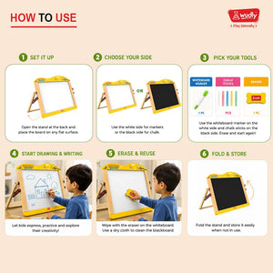 Wudly Wooden 2 in 1 Tabletop Easel Board For Kids - Educational Toys