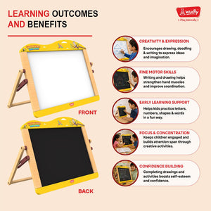 Wudly Wooden 2 in 1 Tabletop Easel Board For Kids - Educational Toys