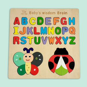 Wudly Wooden Alphabet Number & Shape Puzzle Board - Wooden Puzzles