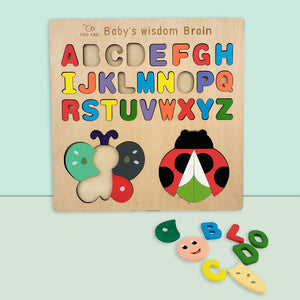 Wudly Wooden Alphabet Number & Shape Puzzle Board - Wooden Puzzles