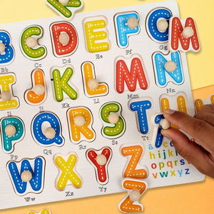 Wudly Wooden Alphabet Puzzle Board with Whiteboard for Kids - Wooden Puzzles