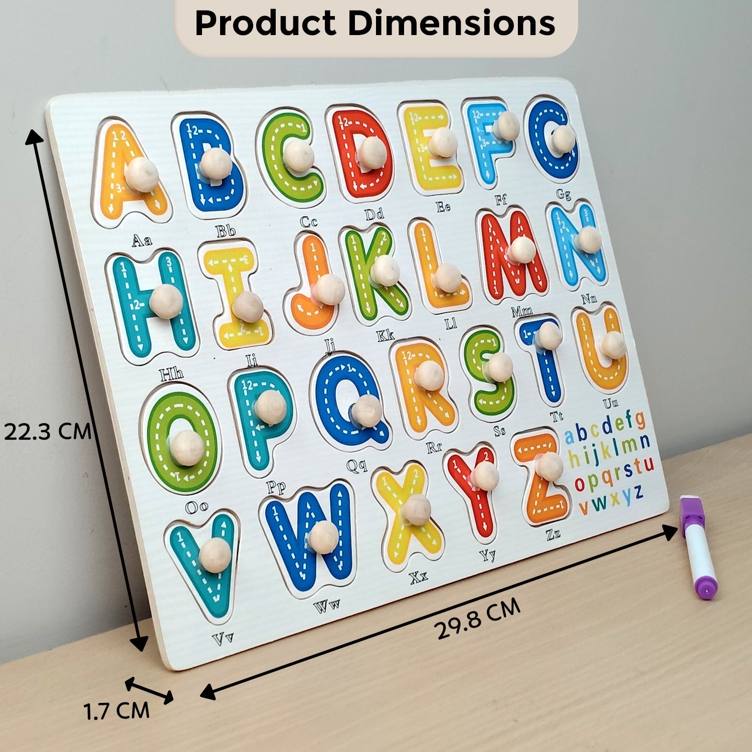 Wudly Wooden Alphabet Puzzle Board with Whiteboard for Kids - Wooden ...