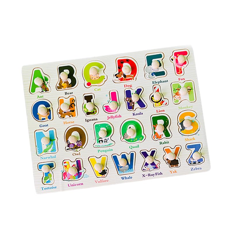 Wudly Wooden Alphabet Puzzle Board with Whiteboard for Kids - Wooden ...