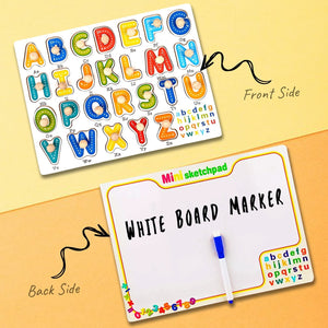 Wudly Wooden Alphabet Puzzle Board with Whiteboard for Kids - Wooden Puzzles