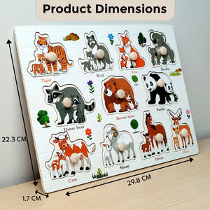 Wudly Wooden Animal Puzzle Board with Whiteboard for Kids - Wooden Puzzles
