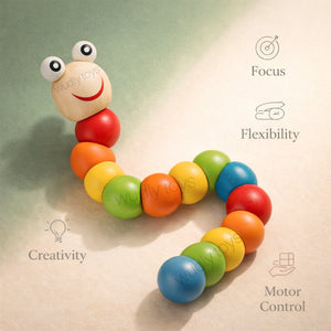 Wudly Wooden Caterpillar Toy - Sensory Learning Toy | The Mom Store - Teether