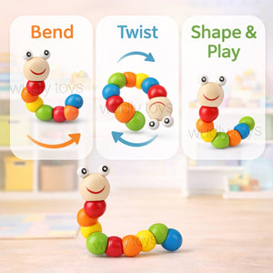 Wudly Wooden Caterpillar Toy - Sensory Learning Toy | The Mom Store - Teether