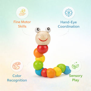 Wudly Wooden Caterpillar Toy - Sensory Learning Toy | The Mom Store - Teether