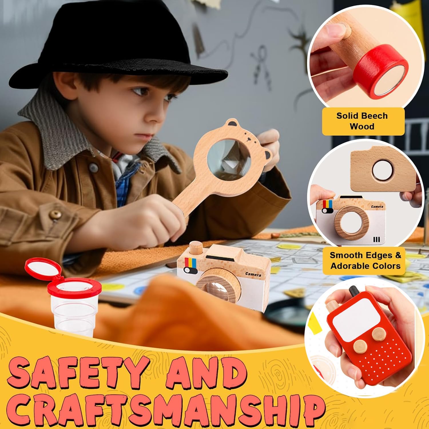 Wudly - Wooden Detective Children Play set - Pretend Play