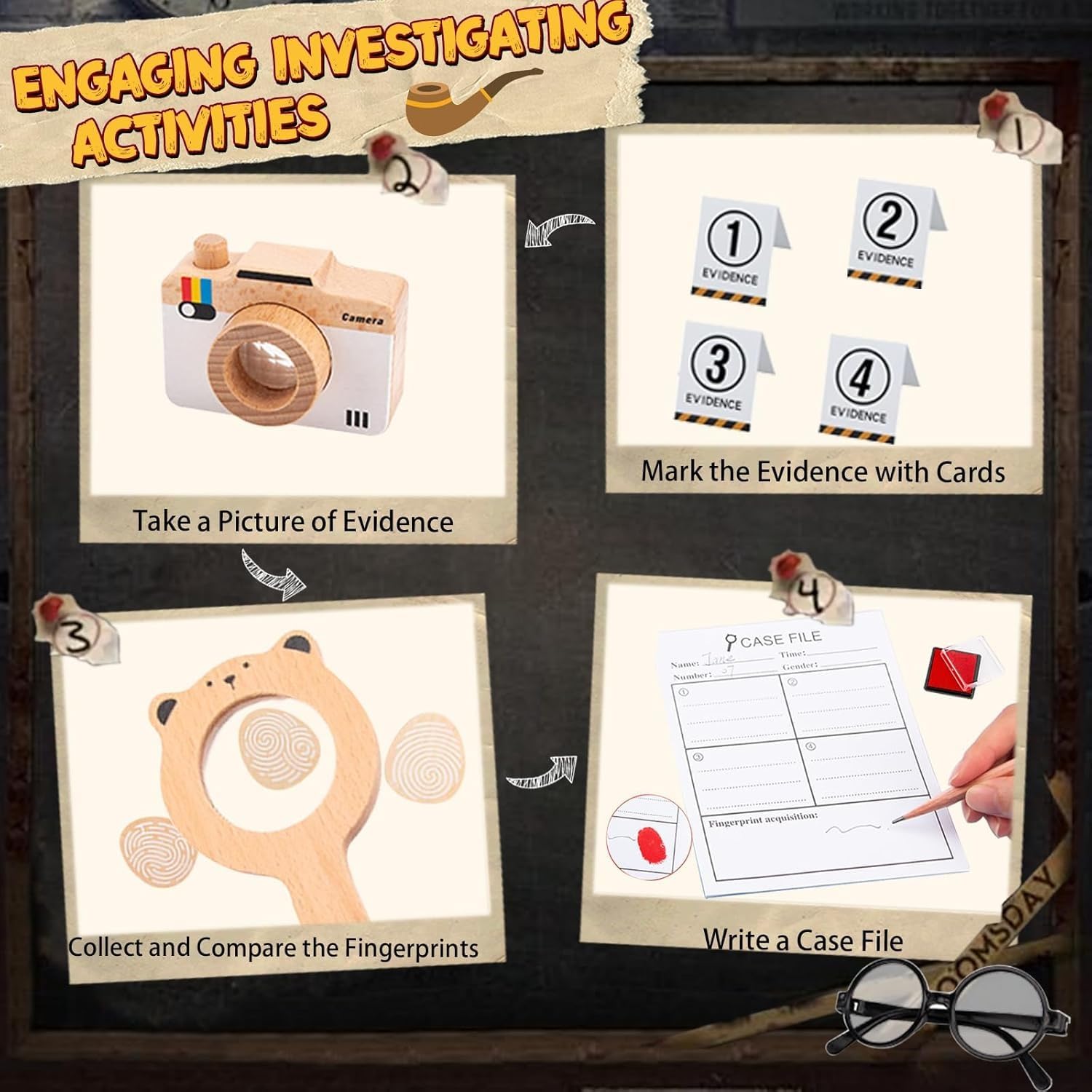 Wudly - Wooden Detective Children Play set - Pretend Play