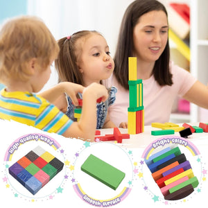 Wudly Wooden Domino Blocks Set - STEM Learning Toy | The Mom Store - Wooden Block Toys