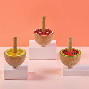 Wudly Wooden Fruit Spinning Top Toy Set - Fun Lattu | The Mom Store - Activity