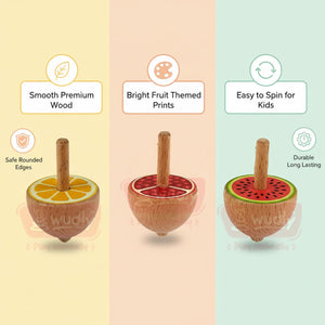 Wudly Wooden Fruit Spinning Top Toy Set - Fun Lattu | The Mom Store - Activity