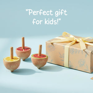 Wudly Wooden Fruit Spinning Top Toy Set - Fun Lattu | The Mom Store - Activity