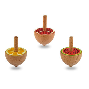 Wudly Wooden Fruit Spinning Top Toy Set - Fun Lattu | The Mom Store - Activity