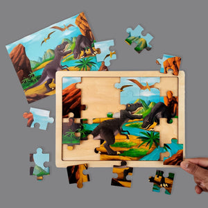 Wudly Wooden Jigsaw Puzzle - BLACK DINO - Wooden Puzzles