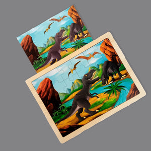 Wudly Wooden Jigsaw Puzzle - BLACK DINO - Wooden Puzzles