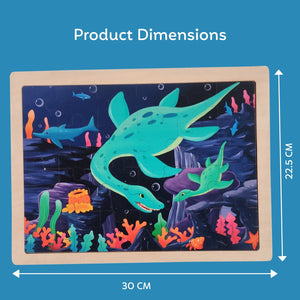 Wudly Wooden Jigsaw Puzzle - BLUE DINO - Wooden Puzzles