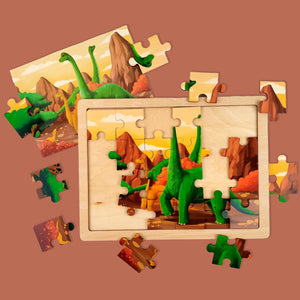 Wudly Wooden Jigsaw Puzzle - GREEN DINO - Wooden Puzzles