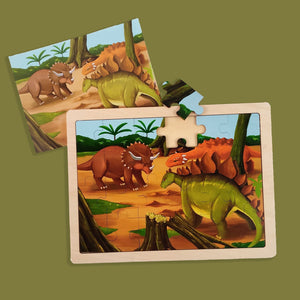 Wudly Wooden Jigsaw Puzzle - ORANGE DINO - Wooden Puzzles