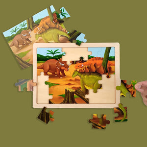 Wudly Wooden Jigsaw Puzzle - ORANGE DINO - Wooden Puzzles
