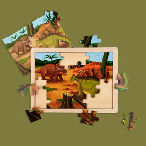 Wudly Wooden Jigsaw Puzzle - ORANGE DINO - Wooden Puzzles