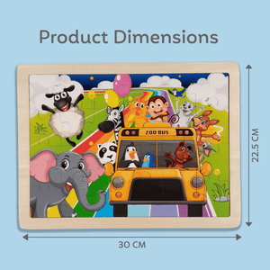 Wudly Wooden Jigsaw Puzzle - Zoo Bus - Wooden Puzzles
