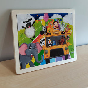 Wudly Wooden Jigsaw Puzzle - Zoo Bus - Wooden Puzzles