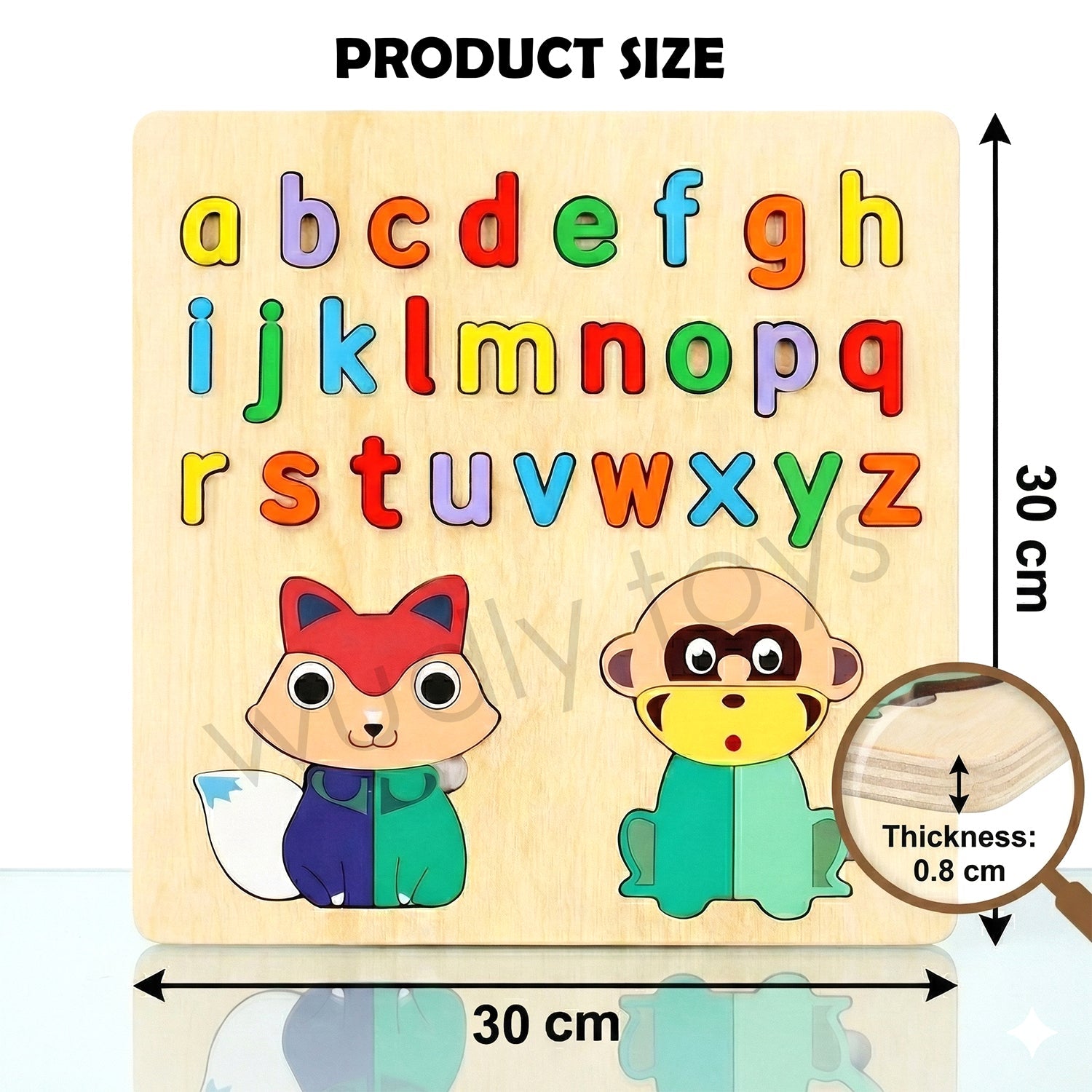 Wudly Wooden Lowercase Alphabet Puzzle Board for Kids - Wooden Puzzles