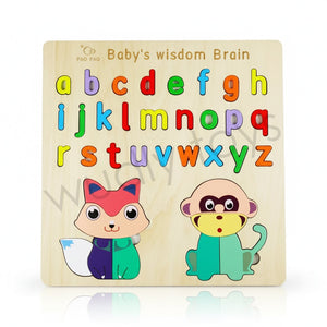 Wudly Wooden Lowercase Alphabet Puzzle Board for Kids - Wooden Puzzles