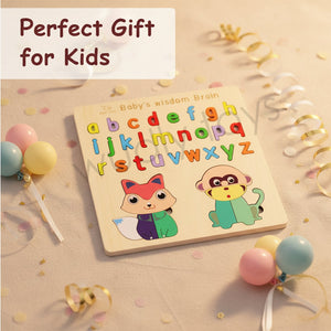 Wudly Wooden Lowercase Alphabet Puzzle Board for Kids - Wooden Puzzles