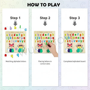 Wudly Wooden Lowercase Alphabet Puzzle Board for Kids - Wooden Puzzles
