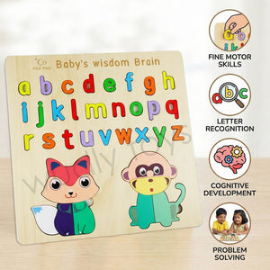 Wudly Wooden Lowercase Alphabet Puzzle Board for Kids - Wooden Puzzles