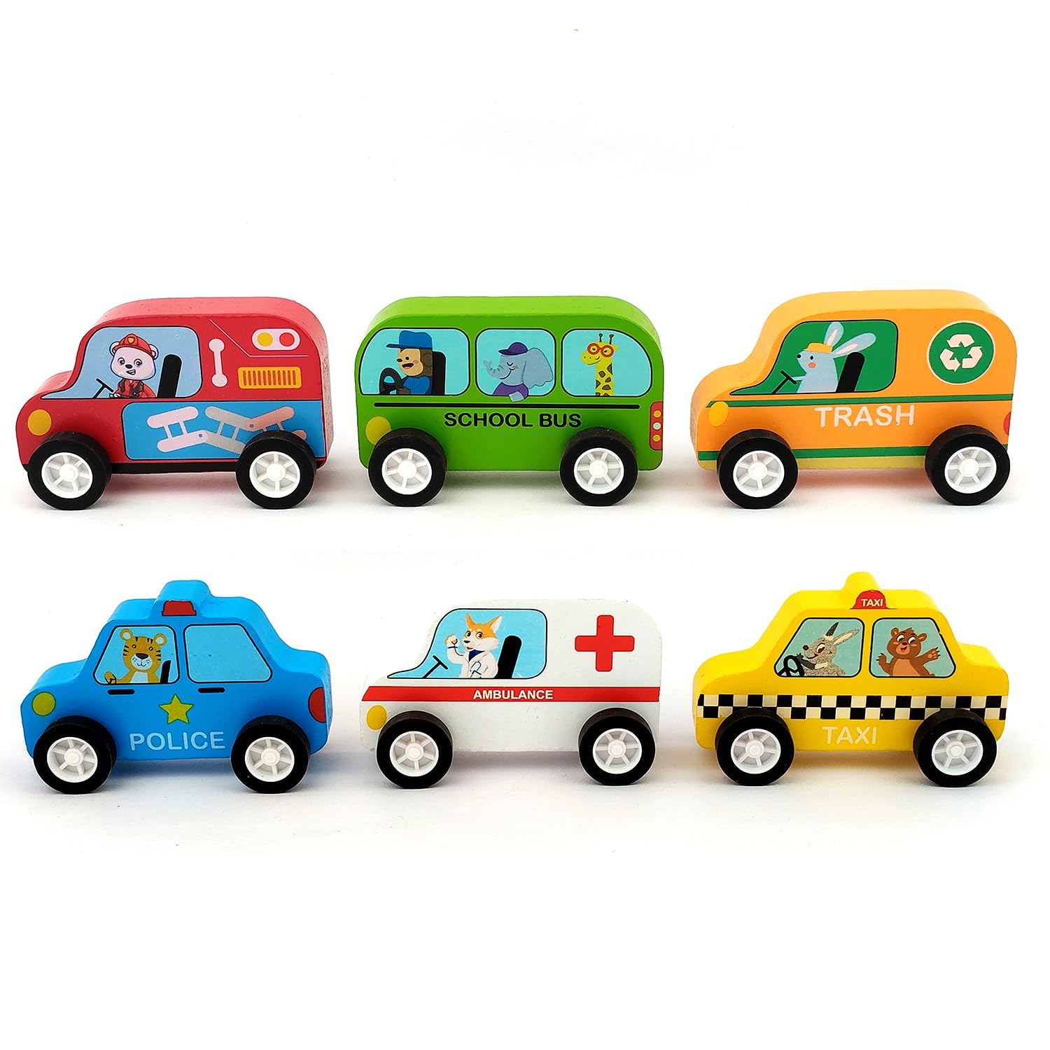 Wudly Wooden Mini Vehicle Toy Set (6 pcs) - Fun Play | The Mom Store ...