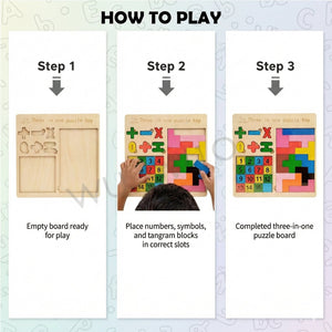 Wudly Wooden Number Counting, Math Symbols & Tangram Game - Wooden Puzzles