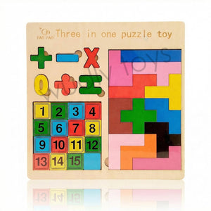 Wudly Wooden Number Counting, Math Symbols & Tangram Game - Wooden Puzzles