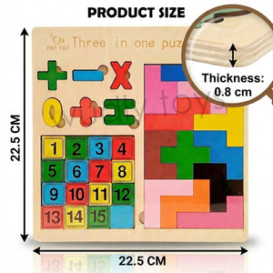 Wudly Wooden Number Counting, Math Symbols & Tangram Game - Wooden Puzzles